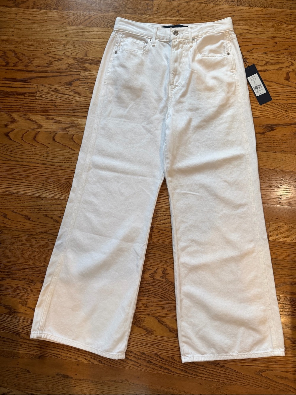 NWT Veronica Beard Taylor White High Rise Wide Leg Jeans Size 28